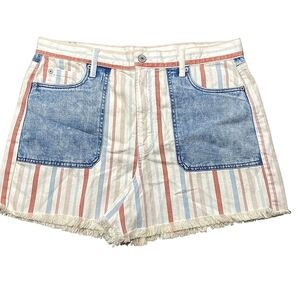 American Eagle Outfitters High Waist Pastel Striped Shorts
